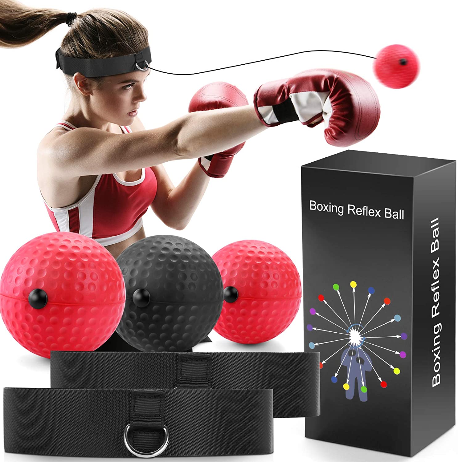Pelota de reflejos de boxSET DE 3 PELOTAS DE BOXEO REFLEX BALL BOXING – 3 NIVELES